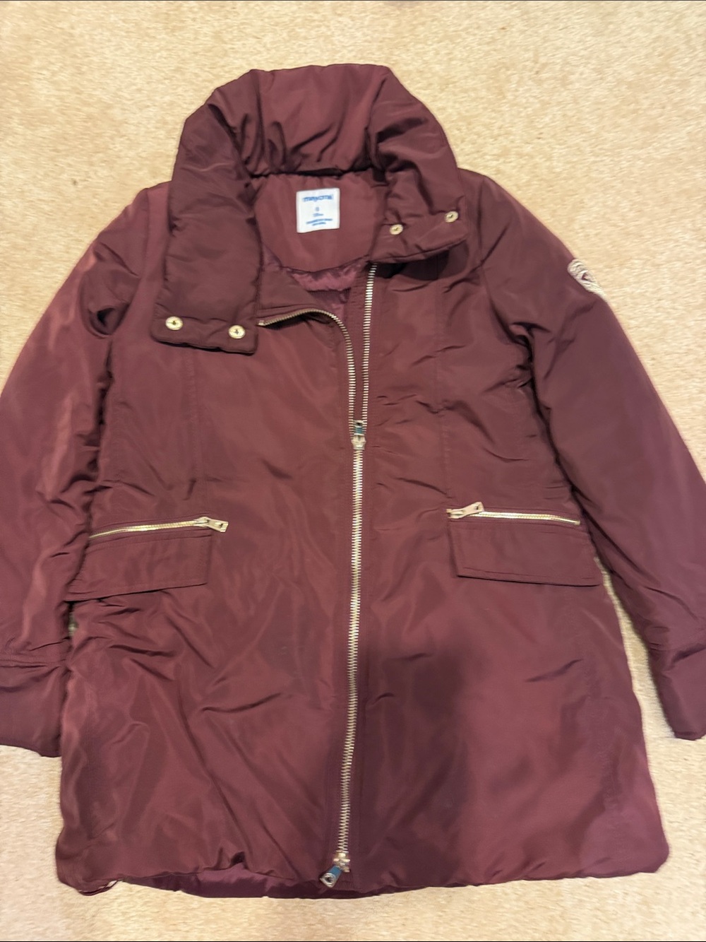 Mayoral Girls Burgundy Puffer Coat - Insulated Winter Jacket